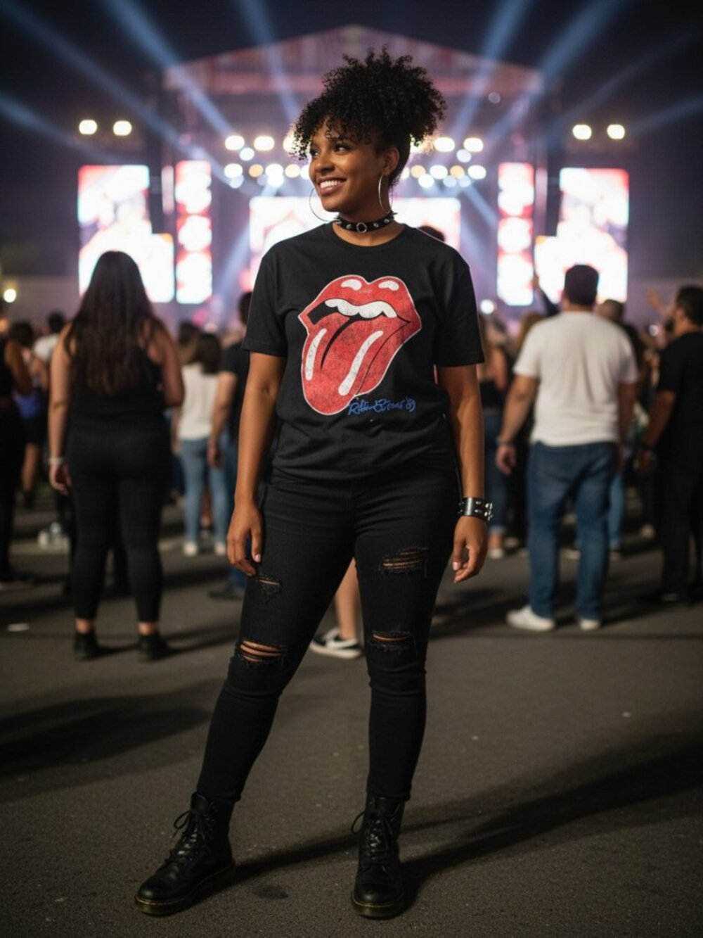 The Rolling Stones Graphic Tee Mens XL Black Excellent 1989 Steel Wheels Logo